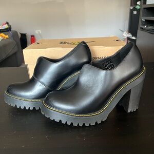 Dr. Martens Cordelia Black Chunky Heel Clog Shoes